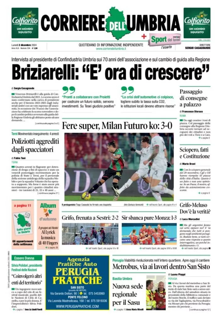 Prima-pagina-corriere umbria-del-2024-12-02